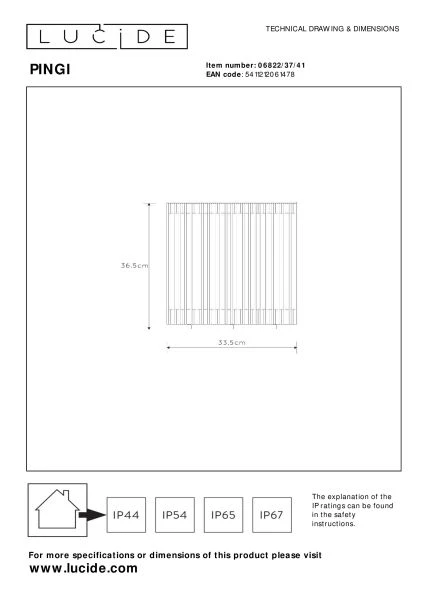 Lucide PINGI - Oplaadbare Vloerlamp Binnen/Buiten - Accu/Batterij - Ø 33,5 cm - LED 3 StepDim - 1x3W 3000K - IP44 - Taupe - technisch